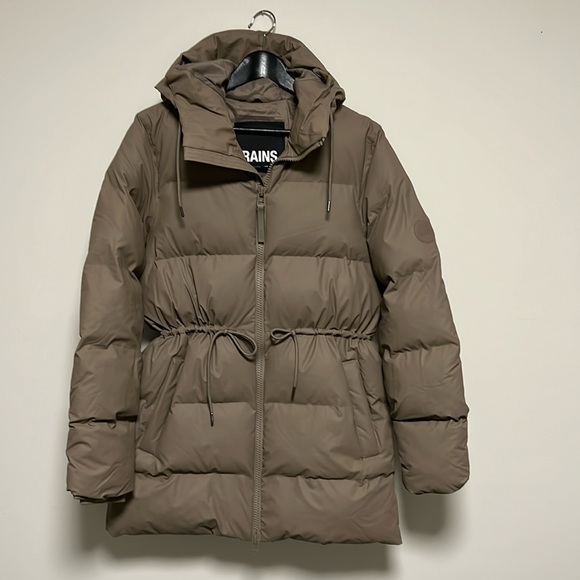 Rains taupe puffer coat sz xs xsmall worn once - Picture 1 of 6